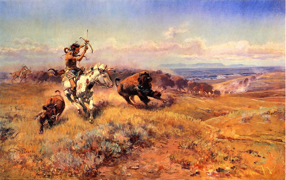 Buffalo Hunt No.40 - Charles Marion Russell Paintings